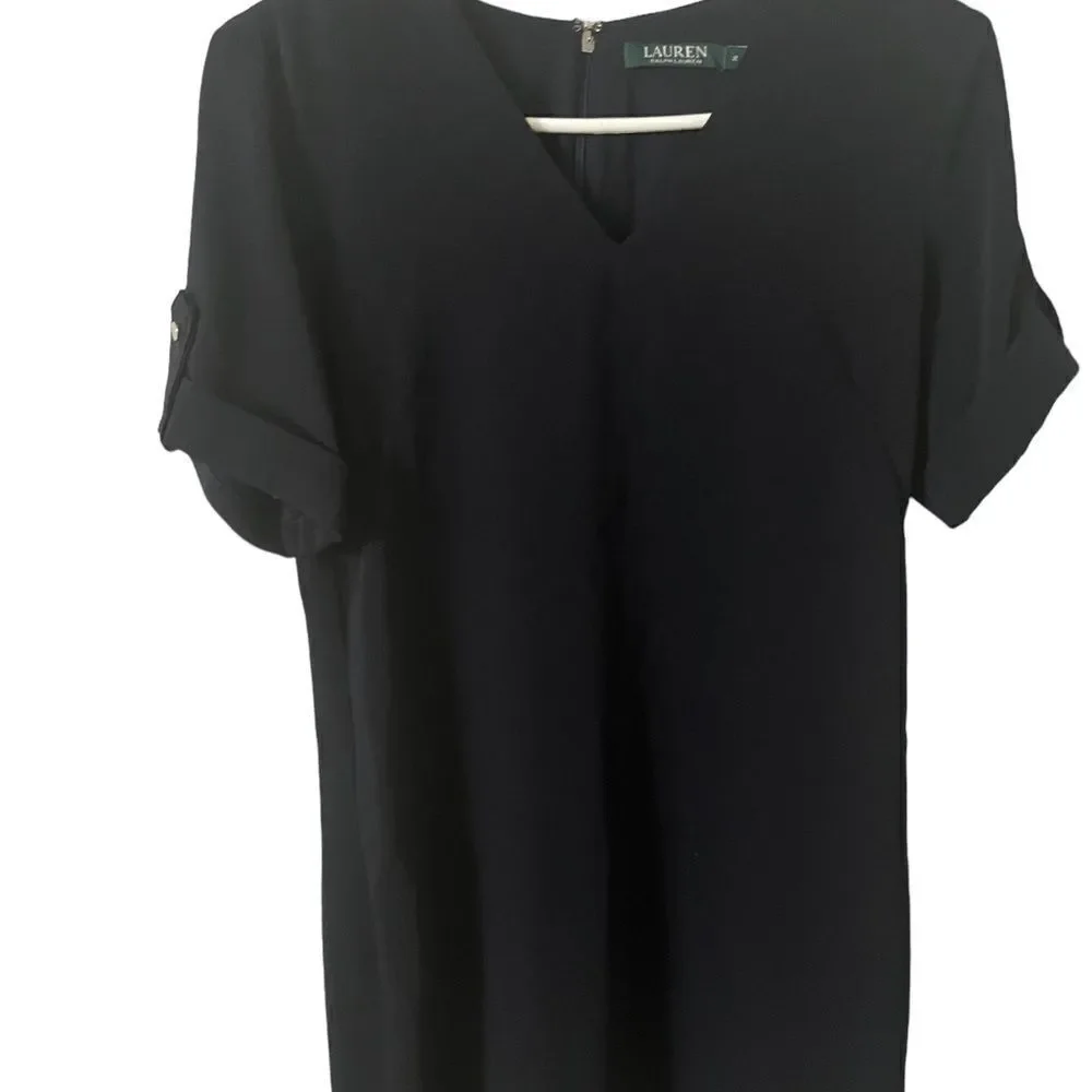 Lauren by Ralph Lauren V Neckline Navy Blue Dress